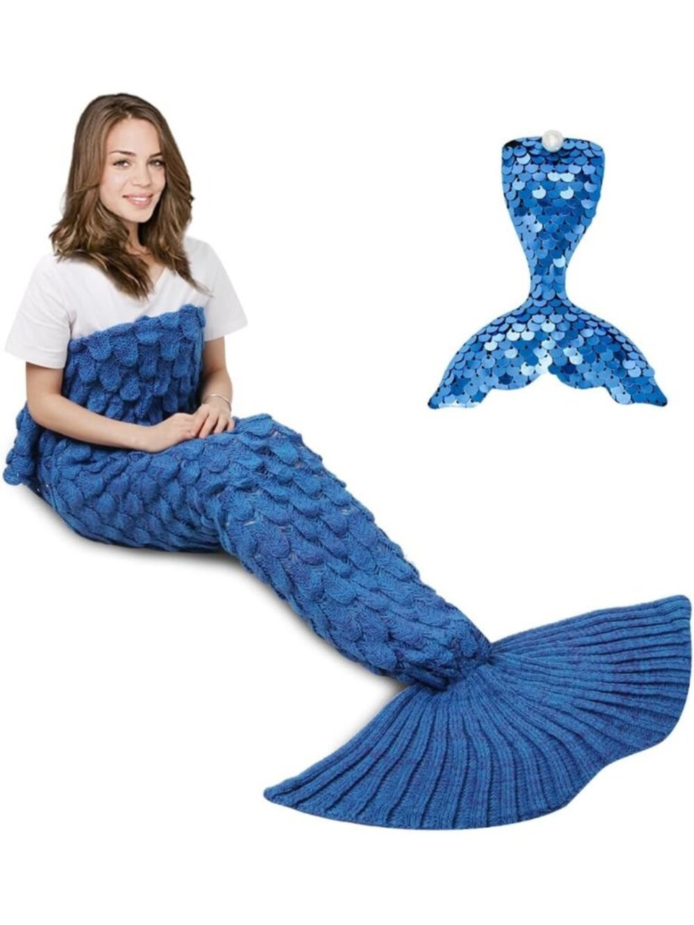 Cozy Mermaid Tail Blanket | Soft Crochet Sleep Bag for Women & Teens